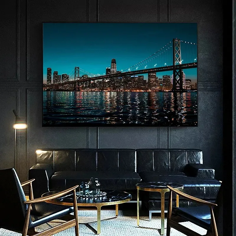 Póster de edificio de neón con - Photography New York reseña y precio